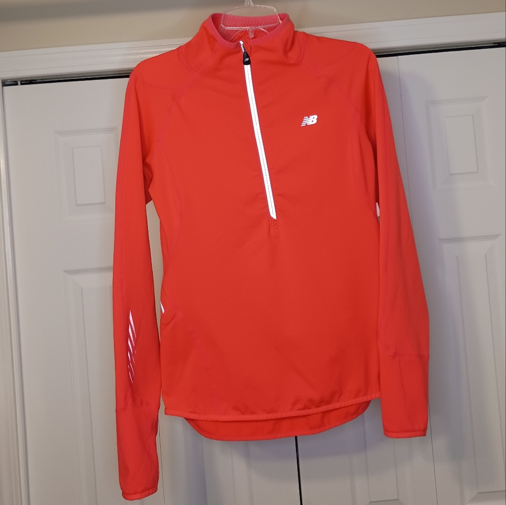 New Balance Orange 1/4 Zip Long Sleeve Top Size M